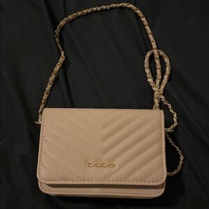 Bebe Beige Quilted Crossbody Bag